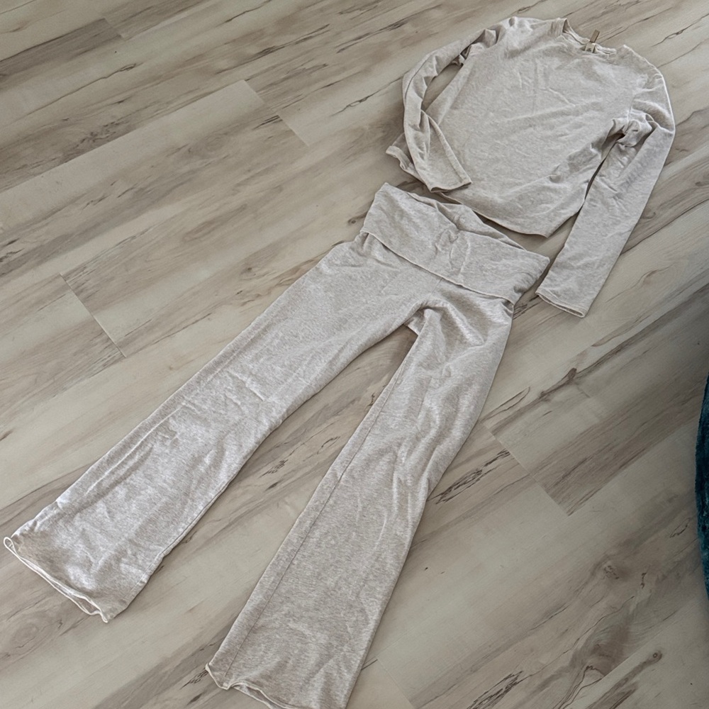 SKIMS Heather oatmeal cotton jersey Set